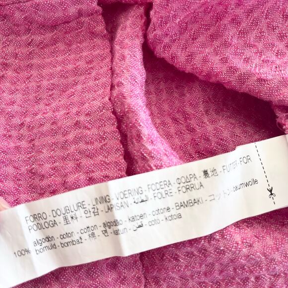 ZARA Girls Hot Pink Crinkled Puff Sleeve Lace Trim Dress | Size 4-5 Years - Picture 5 of 6